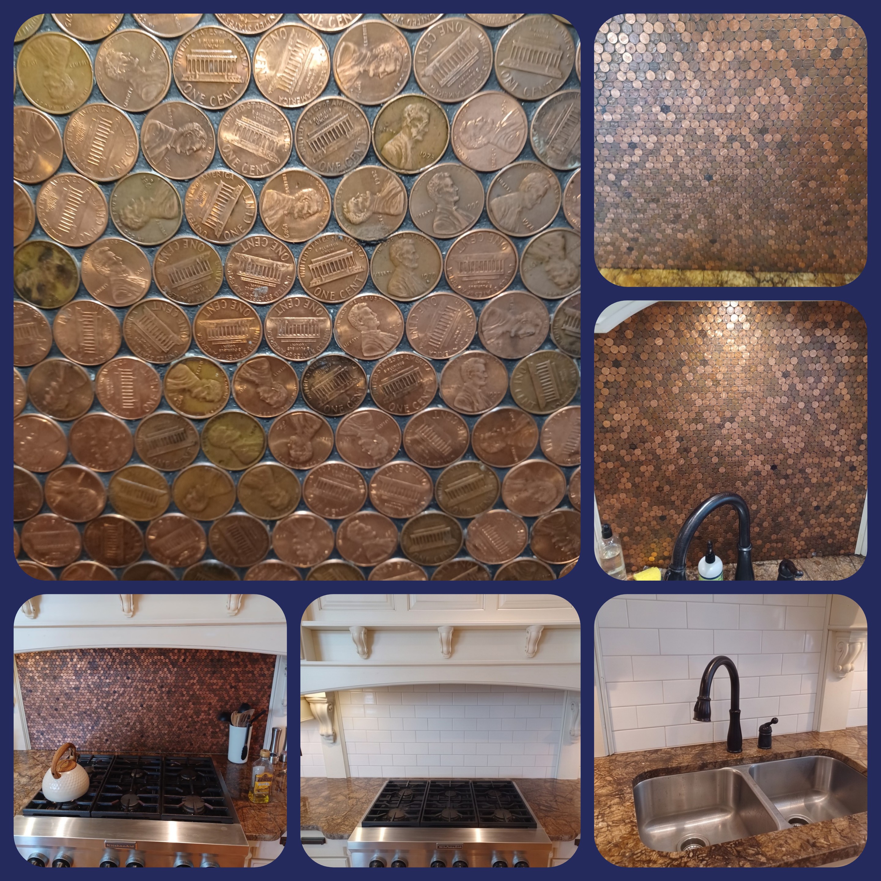 Copper Penny Kitchen Backsplash
